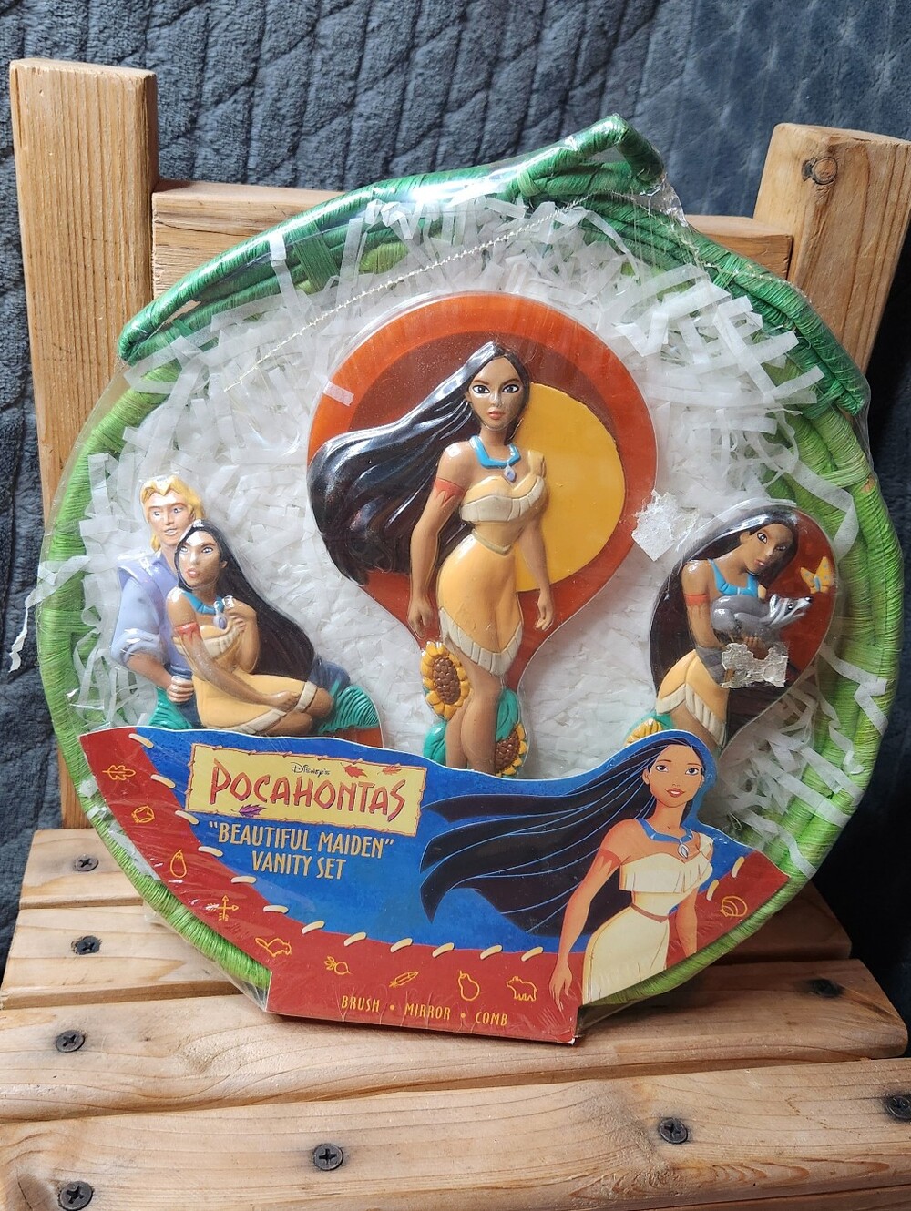 Vintage Disney Pocahontas Beautiful Maiden Vanity Set New 1990s Sealed